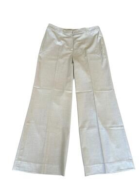 St John wool silk trousers beige tailored straight leg US 14